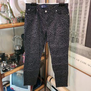 GAP 🐆 leopard print skinny jeans, size 14/32 regular in grey and black
